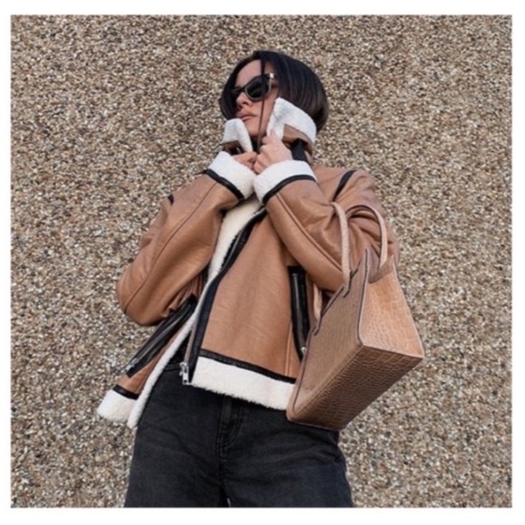 Flash Sale Type Alpha Jacket NEW WITH TAGS Faux leather shearling lined Size L - Picture 7 of 13